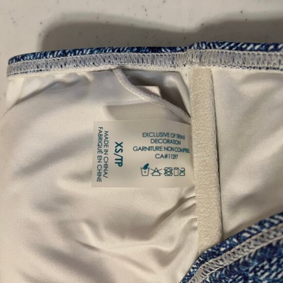 Bikini Ruffle Shoulder Top in Denim Print Size XS - Picture 5 of 5